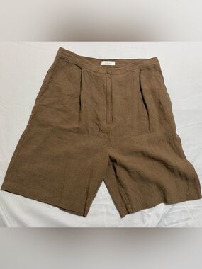 100% linen women’s high rise lightweight shorts, medium, rich brown